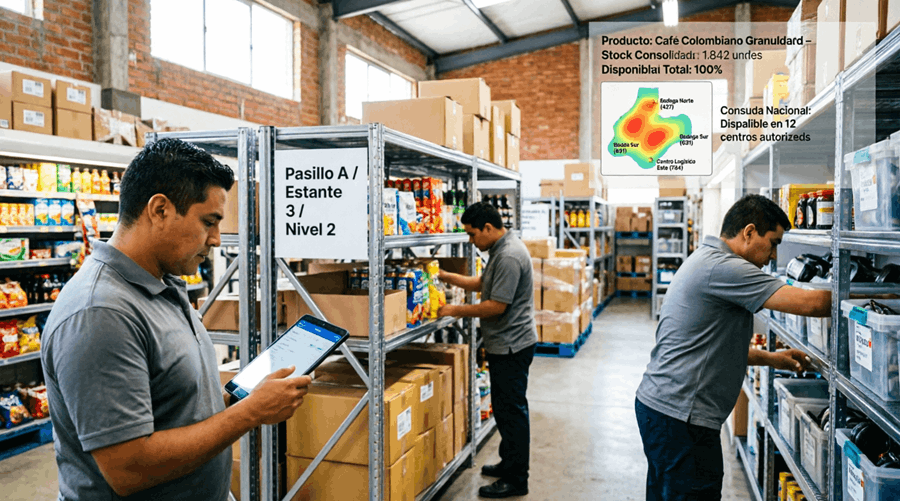 Visibilidad total de inventario multi-bodega