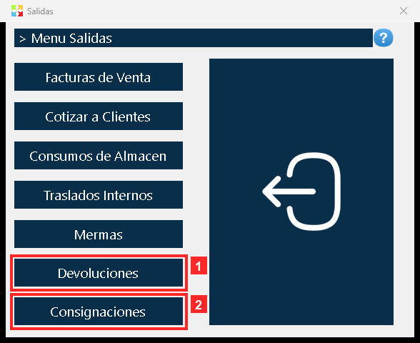 Al pulsar «Salidas» se abre el menú de operaciones de salida. «Devoluciones» es la opción de las devoluciones: sirve para devolver al PROVEEDOR mercancía que se compró (porque…