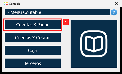 Al pulsar «Contable» se abre el menú contable. «Cuentas X Pagar» es la opción de las cuentas por pagar; al lado está la de la otra cartera, así que conviene fijarse bien en cuál…