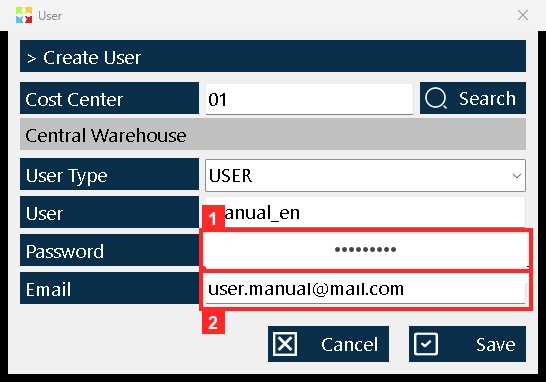 Below are «Password», the password it will log in with (typed here and stored encrypted by the program in the user record) and «Email», its email (in the example…