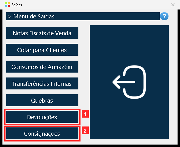 Ao pressionar «Saídas» abre-se o menu de operações de saída. «Devoluções» é a opção das devoluções: serve para devolver ao FORNECEDOR mercadoria que se comprou (porque chegou em…