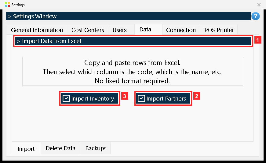 The «Data» tab holds three tabs inside. The first is «Import»: it loads lists from Excel (you copy the rows and paste them; each column is mapped afterwards, so no fixed format is…