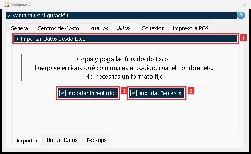 La ficha «Datos» tiene dentro tres pestañas. La primera es «Importar»: sirve para cargar listas desde Excel (se copian las filas y se pega; cada columna se asigna después, así que…