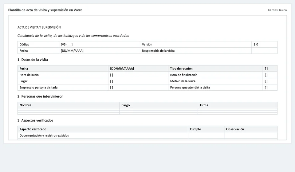 Modelo de ata de visita e supervisão em Word