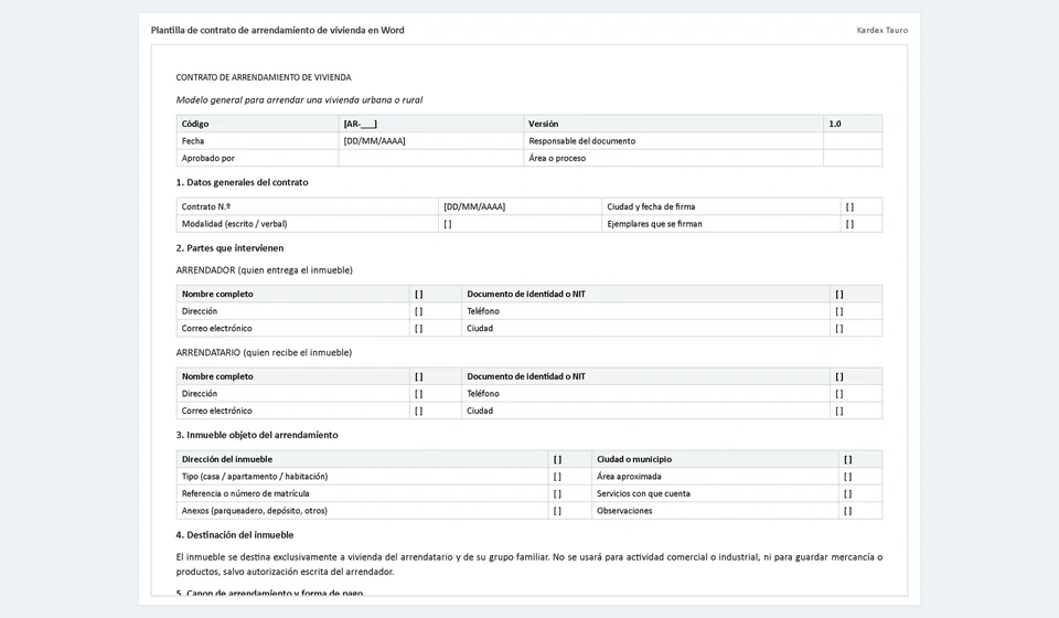 Modelo de contrato de locação residencial em Word
