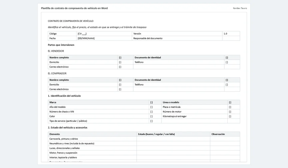 Modelo de contrato de compra e venda de veículo em Word
