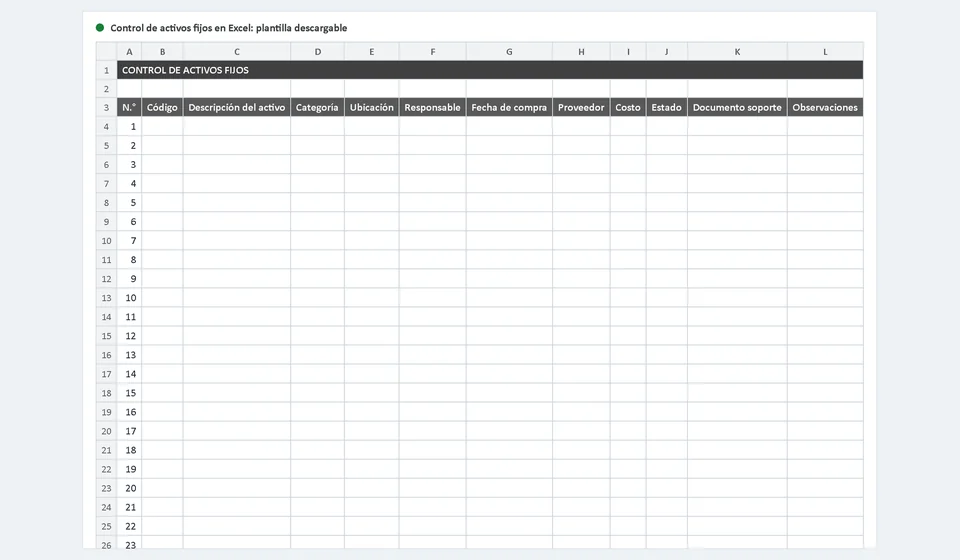 Modelo de controle de ativos fixos no Excel: download grátis