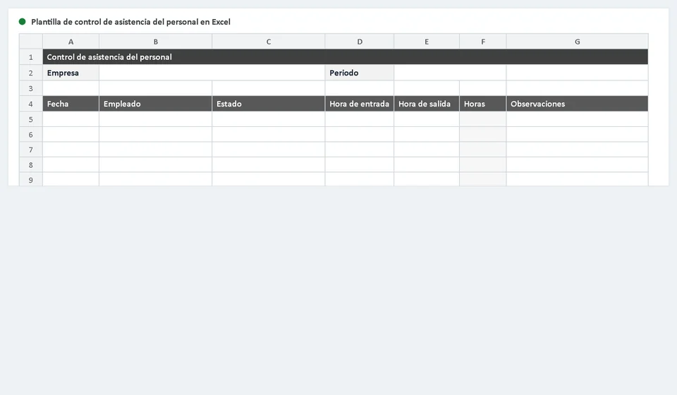 Modelo de controle de presença no Excel
