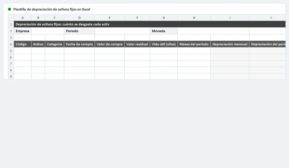 Modelo de depreciação de ativos no Excel