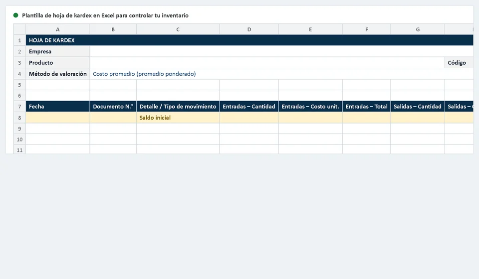 Planilha de Kardex (Ficha de Estoque) no Excel: Modelo Grátis para Download