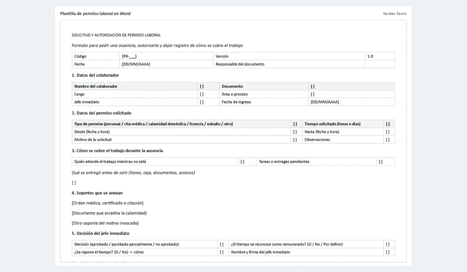 Modelo de solicitação de licença em Word