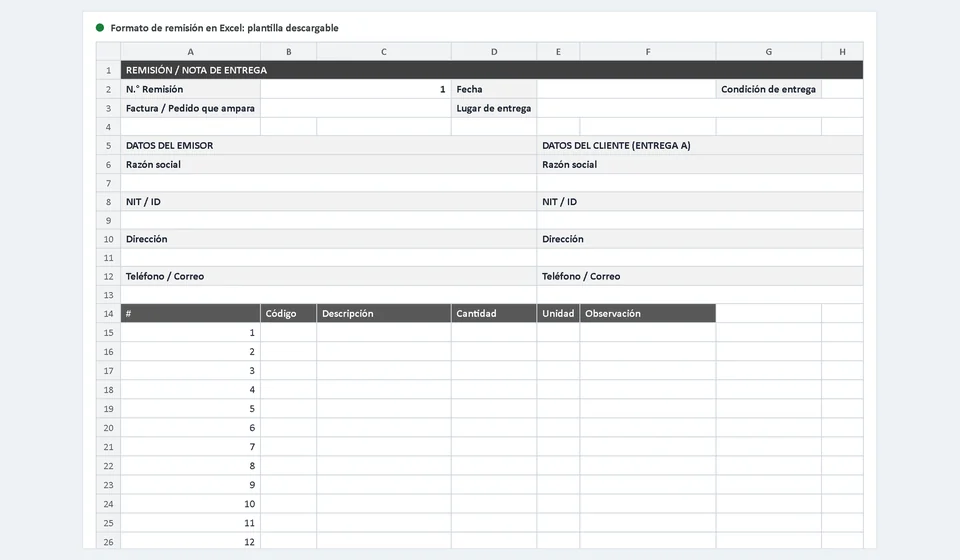 Modelo de remessa no Excel: download grátis