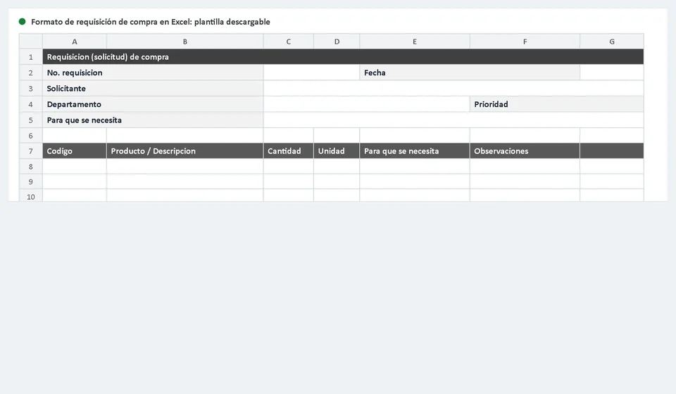Modelo de requisição de compra no Excel: download grátis
